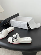 CC 26K Cambon Slippers White Lambskin 670824