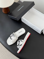 CC 26K Cambon Slippers White Lambskin 670824