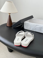 CC 26K Cambon Slippers White Lambskin 670824