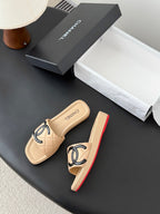 CC 26K Cambon Slippers Beige Lambskin 670826