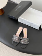 CC 26SS Sandals Black Woven Lambskin 670629