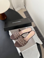 CC 26SS Sandals Chocolate Woven Lambskin 670630