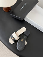 CC 26C Slippers White Quited Lambskin 670606