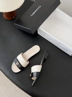 CC 26C Slippers White Quited Lambskin 670606