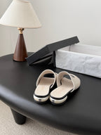 CC 26SS Mary Jane Slippers Black White Lambskin Patent Leather 670617