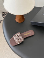 CC 26SS Slipper Chocolate Woven Lambskin 670624