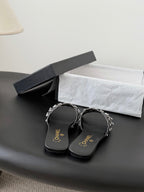 CC 26SS Slipper Black Woven Lambskin 670625