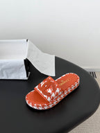 CC 26ss Slippers White Red Sheepskin Woven 670370