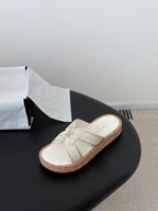 CC 26s Sandals White Raffia Sheepskin 670373