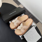 CC 26s Sandals Beige Raffia Sheepskin 670378