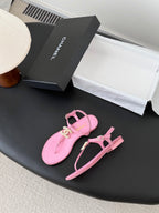 CC Strappy Sandals Pink Suede Sheepskin 670383