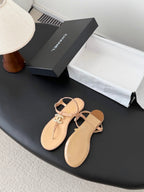 CC Strappy Sandals Beige Suede Sheepskin 670387
