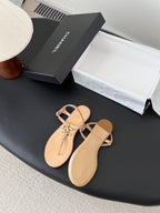 CC Strappy Sandals Beige Suede Sheepskin 670393