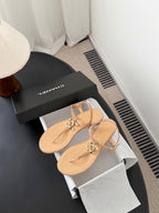 CC Strappy Sandals Beige Suede Sheepskin 670393