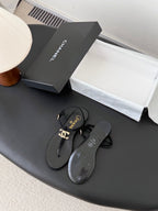 CC Strappy Sandals Black Velvet Sheepskin 670395