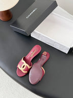 CC 2026 Heeled Sandal Beige Burgundy Lambskin 675858