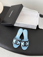 CC 2026 Heeled Sandal Black Blue Lambskin 675860