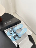 CC 2026 Heeled Sandal Black Blue Lambskin 675860