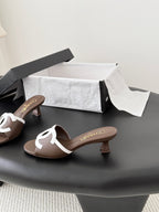 CC 2026 Heeled Sandal White Brown Lambskin 675861