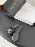 CC 2026 Flat Sandal Black Lambskin 675865