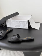 CC 2026 Flat Sandal Black Lambskin 675865