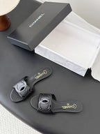 CC 2026 Flat Sandal Black Lambskin 675865