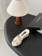 CC Wedge Espadrille Slides 10cm White Sheepskin 776109