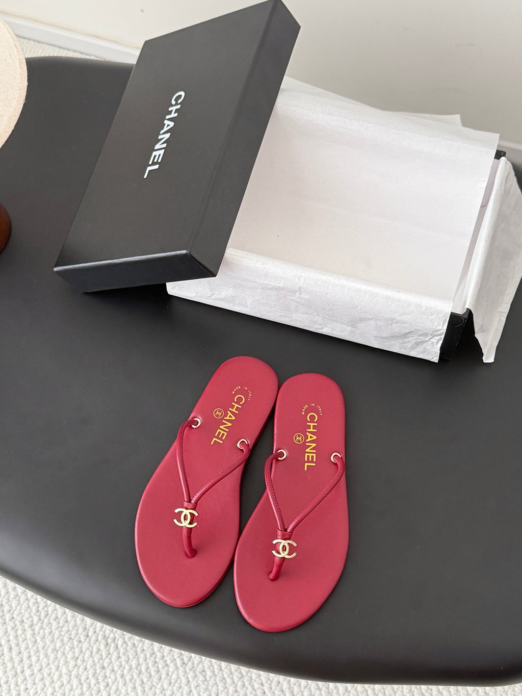 CC 2026 Thong Sandal Burgundy Calfskin 675901