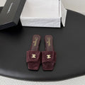 CC 26C Slippers Flat Dark Burgundy Suede 717796