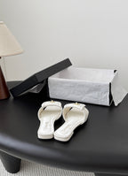 CC 26C Slippers Flat White Grain Leather 717799