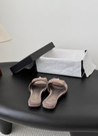 CC 26C Slippers Flat Taupe Suede 717803