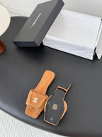 CC 26C Slippers Flat Camel Suede 717804