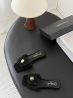 CC 26C Slippers Flat Black Suede 717806