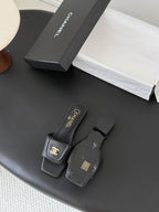 CC 26C Slippers Flat Black Grain Calfskin 717808