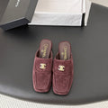 CC Half-Slippers Flat Burgundy Suede 717809