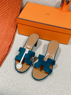 HM Oasis Sandals Teal Calfskin 312714