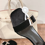 HM Buckle Sandals Black Calfskin 308162