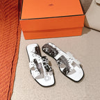 HM 3D Oran Sandals White Black Calfskin 243963