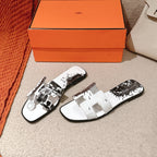 HM 3D Oran Sandals White Black Calfskin 243963