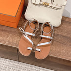 HM Harmonie Sandal Light Brown With Silver Metallic Swift Calfskin 256883