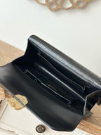 Chanel 2025 Crocodile-patterned Clutch Bag Black Leather 313169