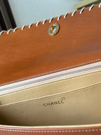 CC Western Jumbo Large Flap Bag Light Brown Leather