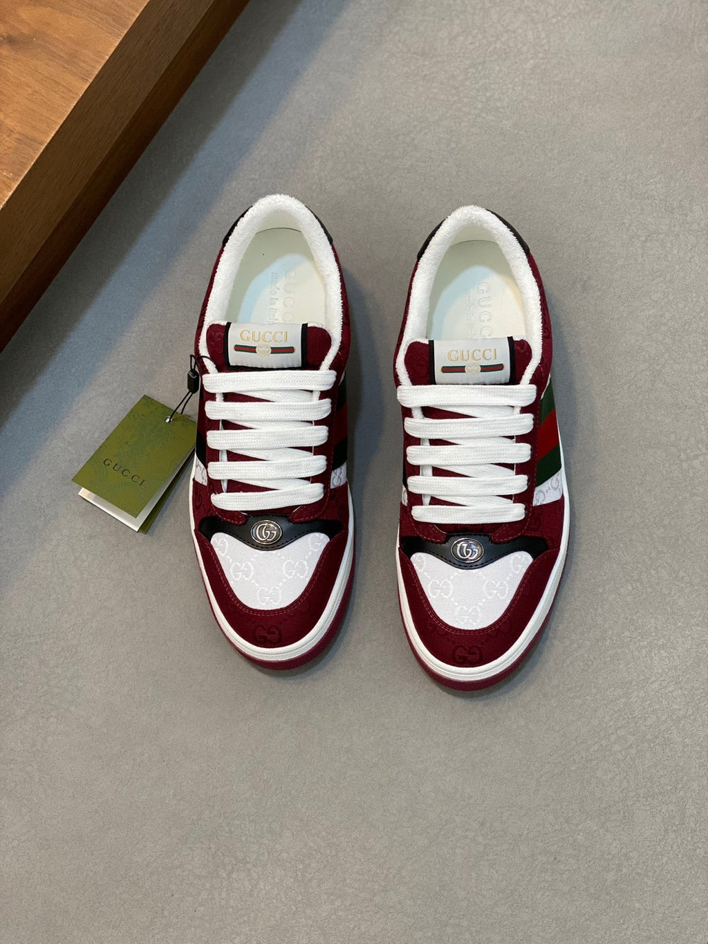 GG Men's Screener Sneaker Red White Canvas 534049
