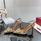 Vlogo Signature Slingback Brown Calfskin and Velvet