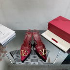 Vlogo Signature Slingback Burgundy Calfskin and Velvet