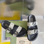 GG Men's Sandals Slide Brown Canvas 558134
