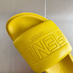 FENDI ROMA SLIDES IN SUNSHINE YELLOW FUSSBETT LAMBSKIN