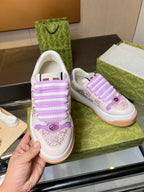 GG Men's Screener Sneaker Purple Canvas Sheepskin 523600
