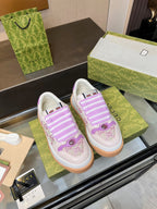 GG Men's Screener Sneaker Purple Canvas Sheepskin 523600