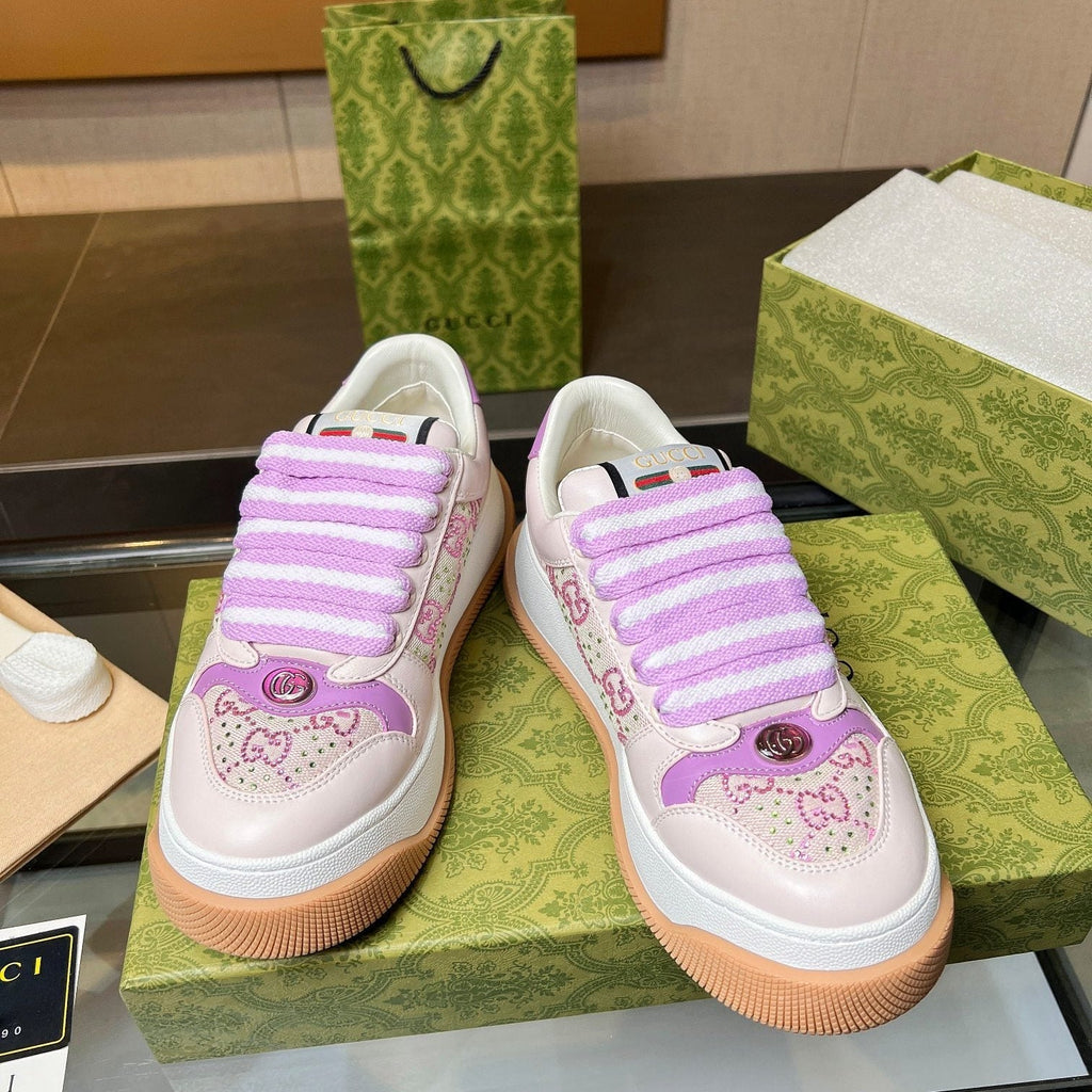 GG Men's Screener Sneaker Purple Canvas Sheepskin 523600